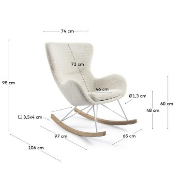 Кресло-качалка из белой ткани букле La Forma Vania 108744 - 